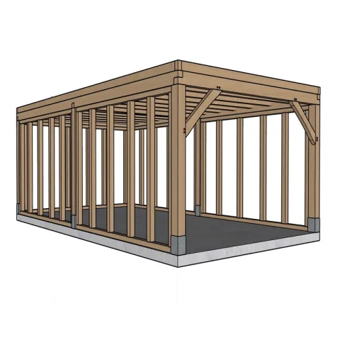 Eiken bijgebouw gebinte Albas - 330 x 600 cm