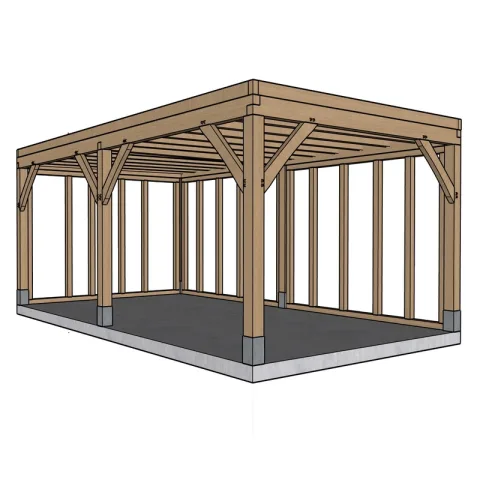 Eiken bijgebouw gebinte Assier - 330 x 600 cm