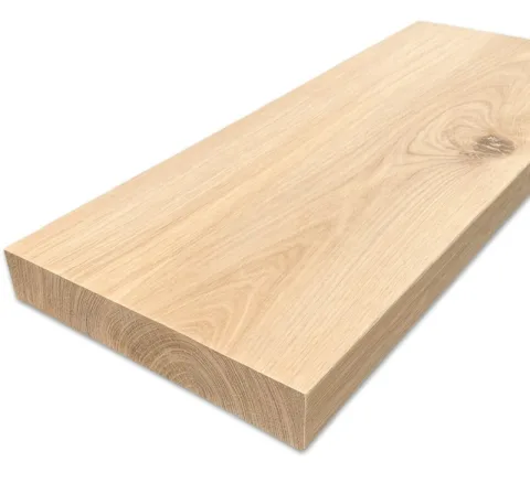 Eiken wandplank met rechte rand  - 24 cm diep