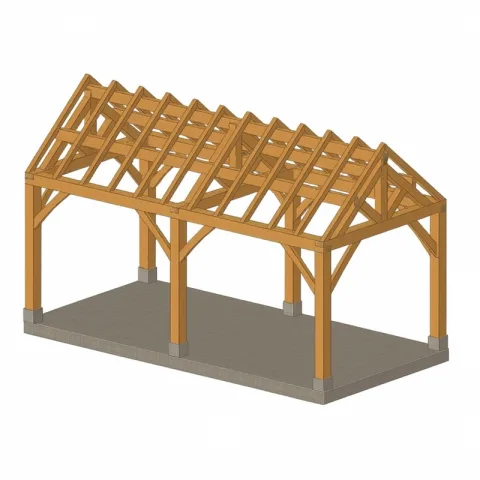 Eiken bijgebouw gebinte Menton - 300 x 600 cm