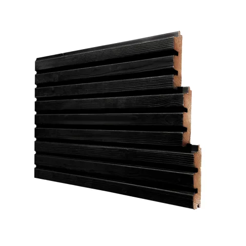 Thermowood triple blokprofiel Black - 32 mm dik
