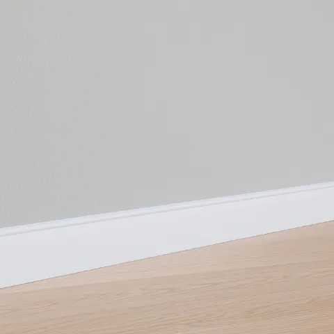 Witte MDF-plint recht - 75 mm hoog