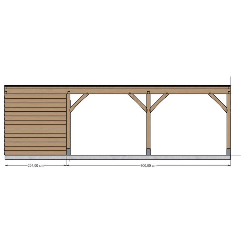 Eiken bijgebouw gebinte Uzech - 330 x 824 cm