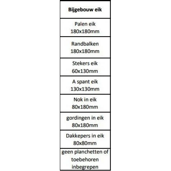 Eiken bijgebouw gebinte Menton - 300 x 600 cm