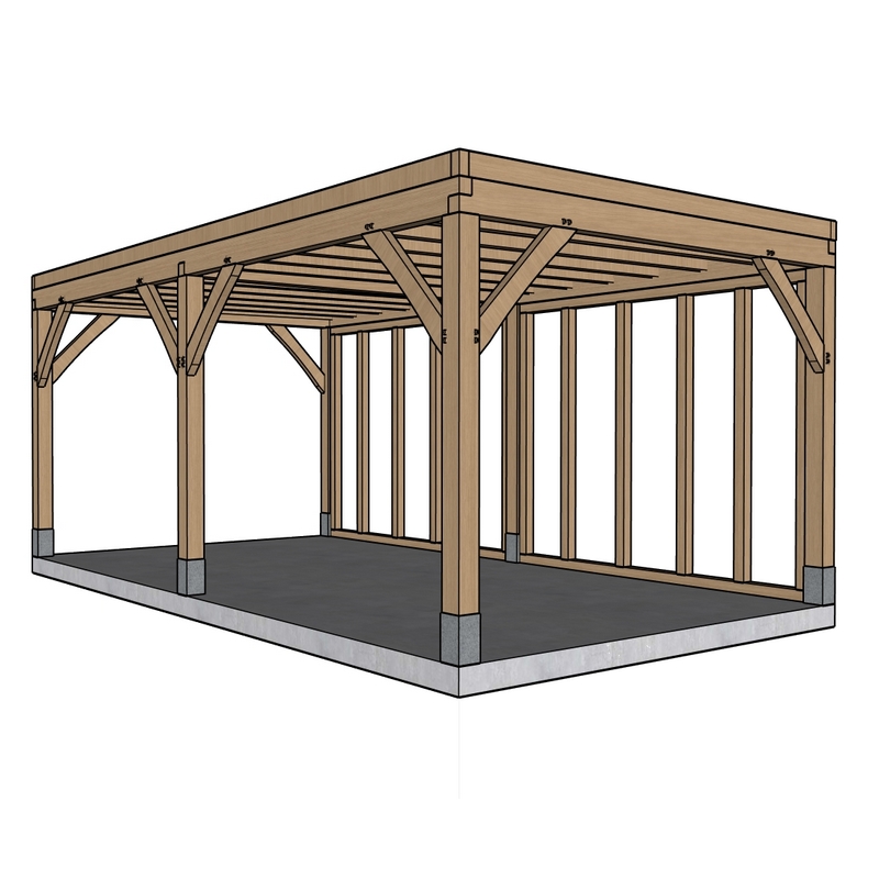 Eiken bijgebouw gebinte Marival - 330 x 600 cm