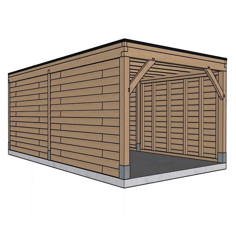 Eiken carport Albas - 330 x 600 cm