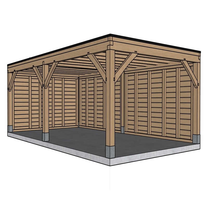 Eiken carport Assier - 330 x 600 cm