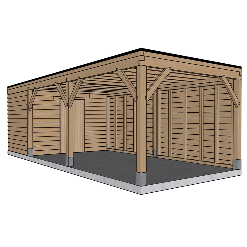 Eiken carport/berging Catus - 330 x 824 cm