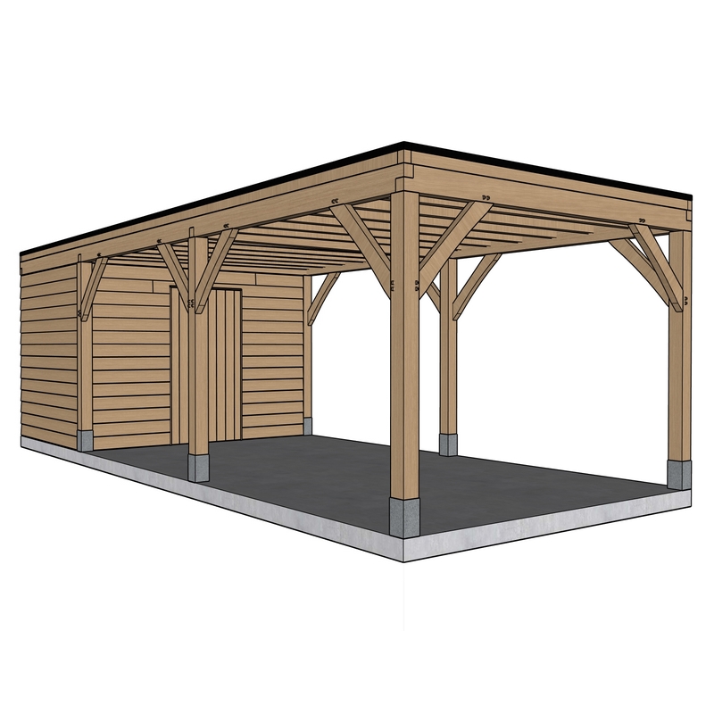 Eiken carport/berging Uzech - 330 x 824 cm