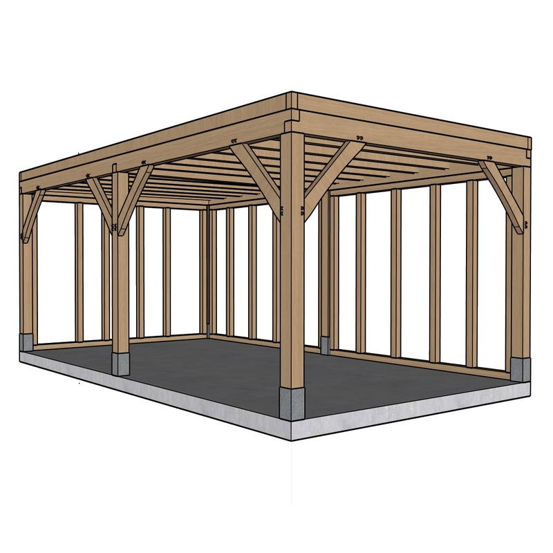 Eiken bijgebouw gebinte Assier - 330 x 600 cm