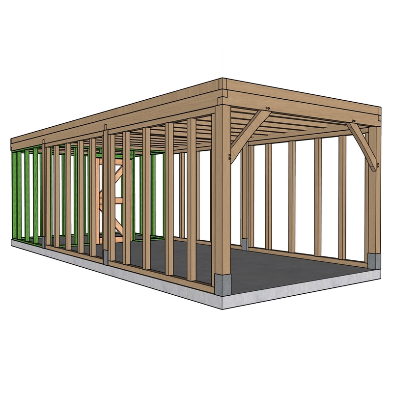 Eiken bijgebouw gebinte Ussel' - 330 x 824 cm