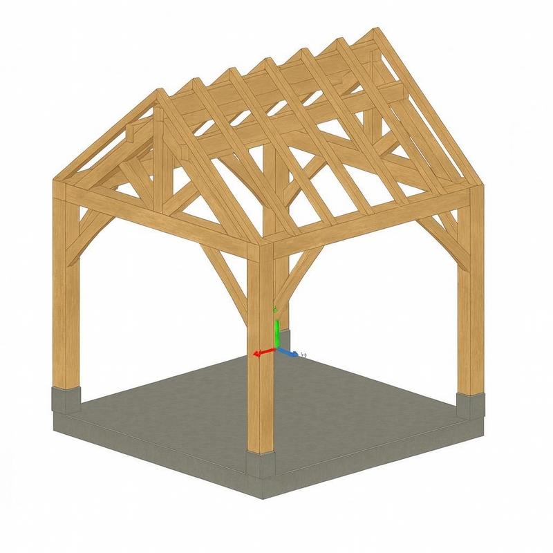 Eiken bijgebouw gebinte Lyon - 300 x 300 cm