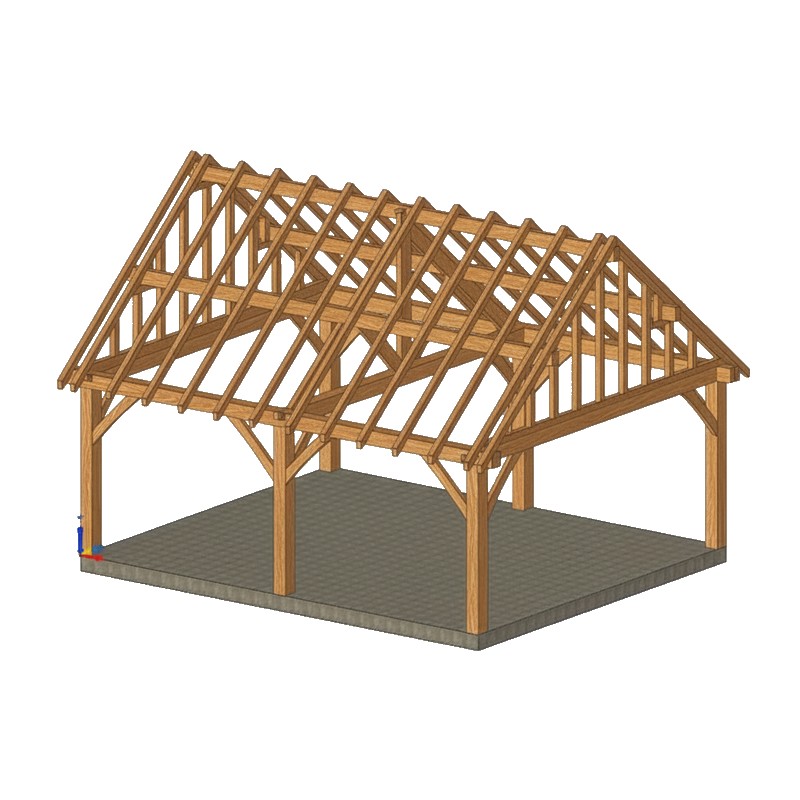 Eiken bijgebouw gebinte Valence - 500 x 600 cm