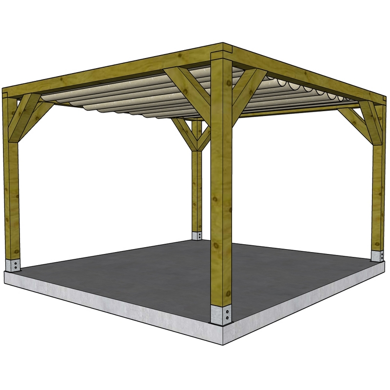 Grenen pergola Bohème - 3,3 x 3,6 m