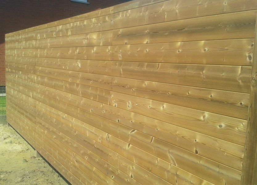 Tuinwand Thermowood effen horizontaal