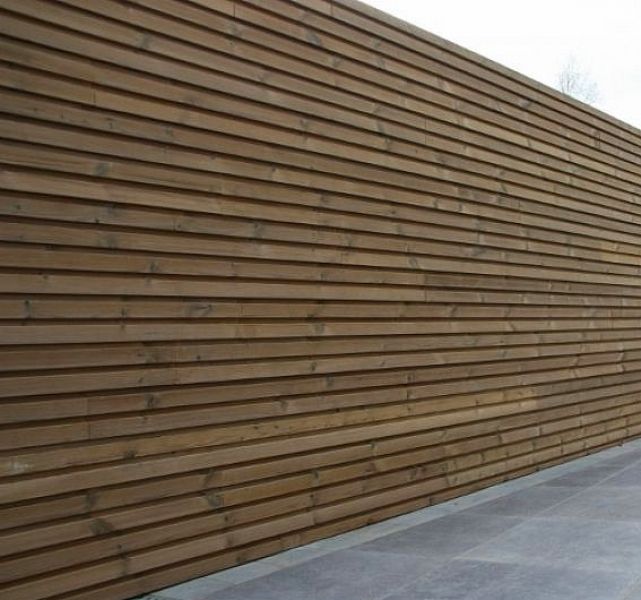 Tuinwand Thermowood ribbel horizontaal