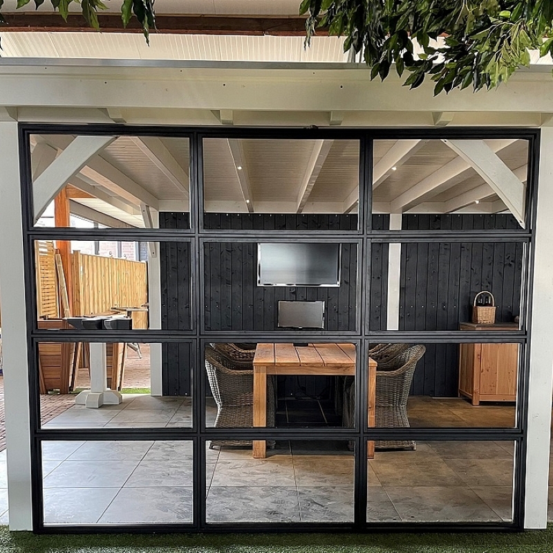 Aluminium glaswand - zwart