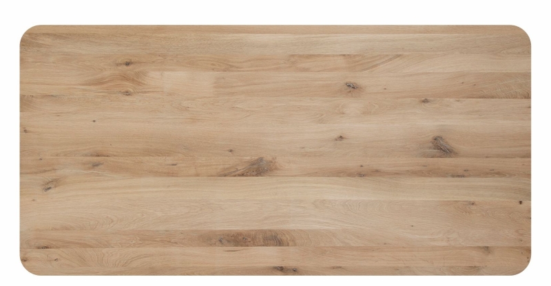 Eiken eettafel/tafelblad - afgeronde rechthoek