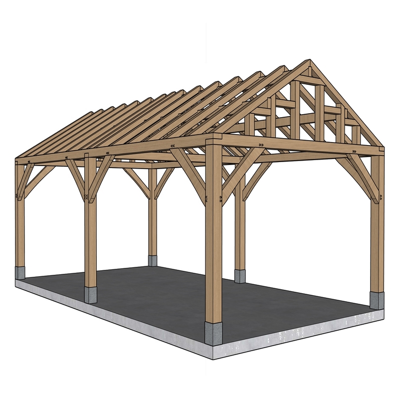 Eiken bijgebouw gebinte Gordes - 330 x 600 cm