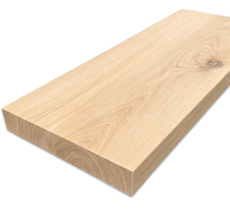 Eiken wandplank met rechte rand  - 20 cm diep