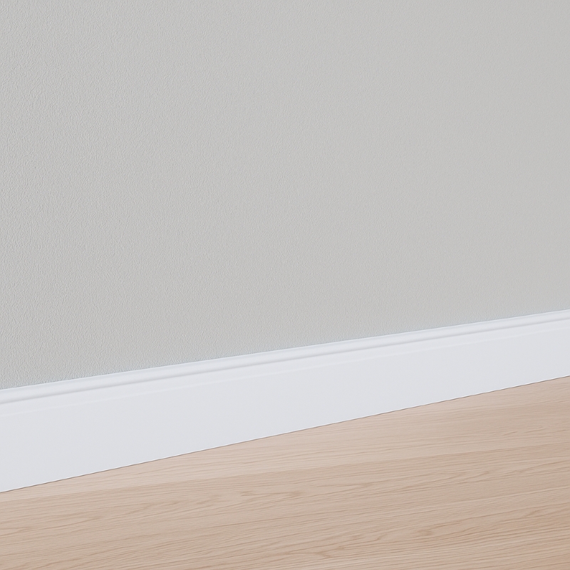 Witte MDF-plint recht - 120 mm hoog