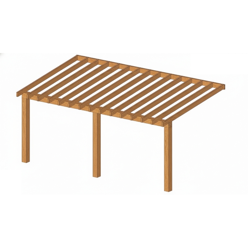 Eiken terrasoverkapping Salernes - 250 x 600 cm