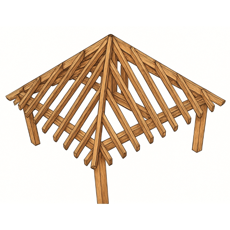 Eiken terrasoverkapping Troyes - 420 x 420 cm